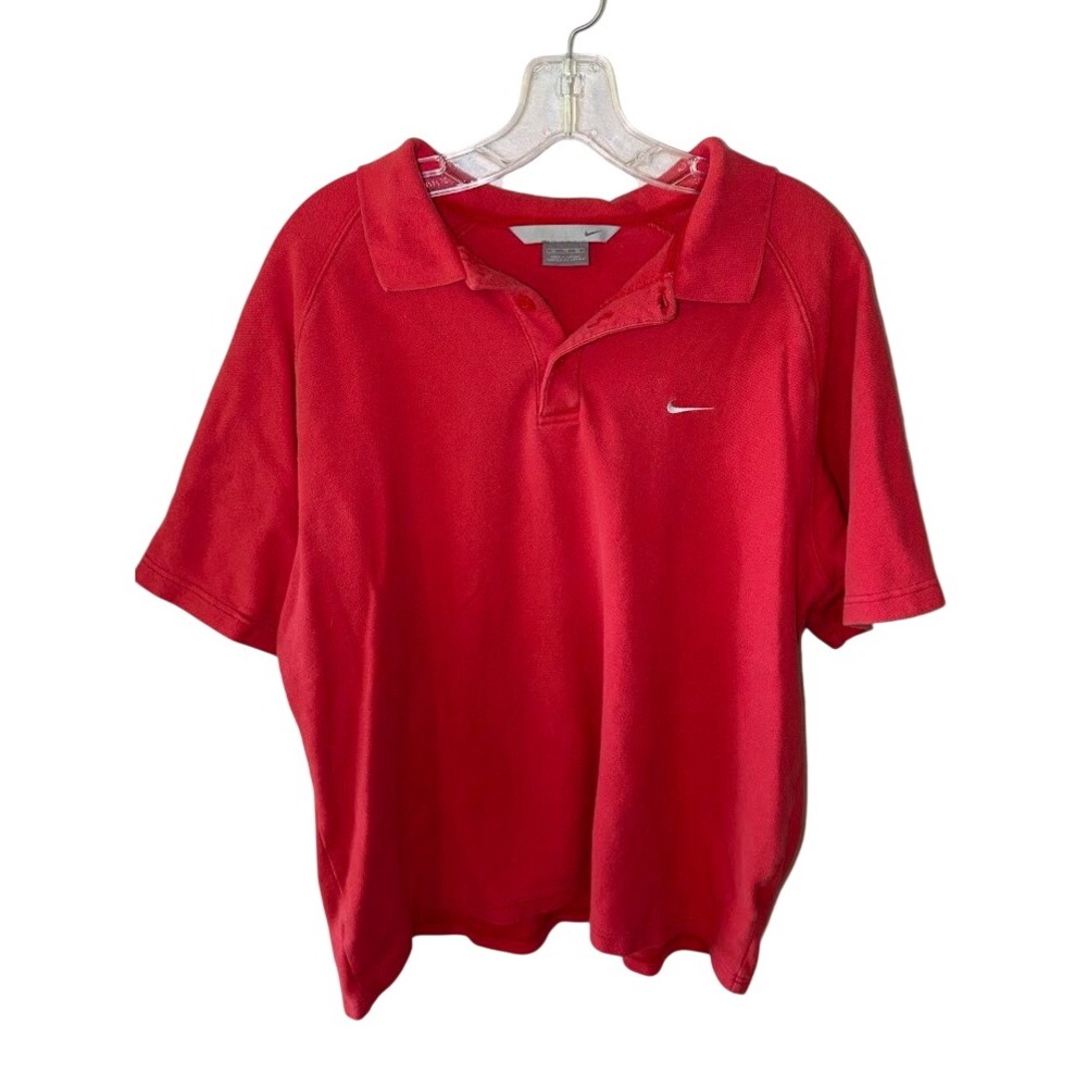 Nike Golf Polo Shirt Mens XL Red Short Sleeve Swoosh Logo Pique Sportswear l0390